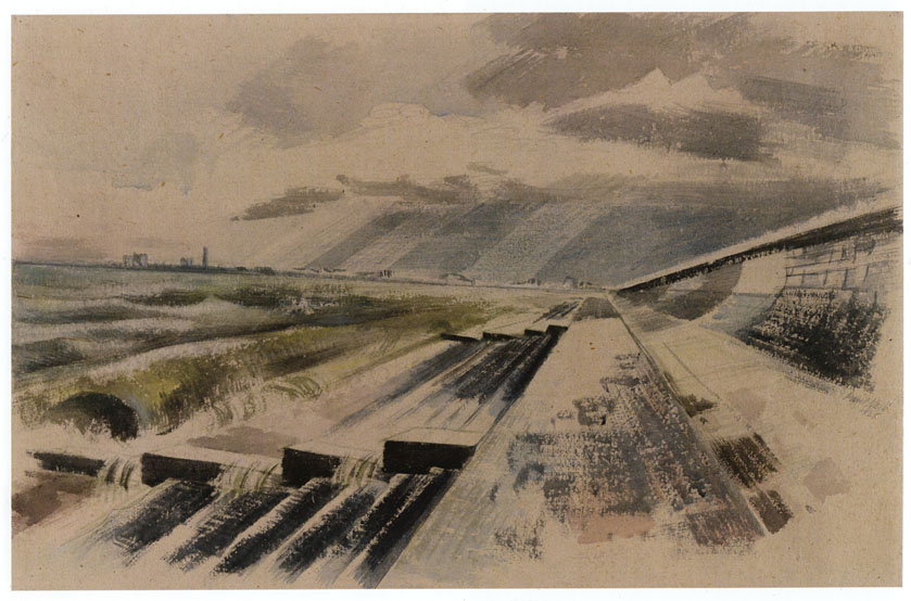 Dymchurch, the Sea Wall, Paul Nash print in 11 x 14 inch mount SUPERB